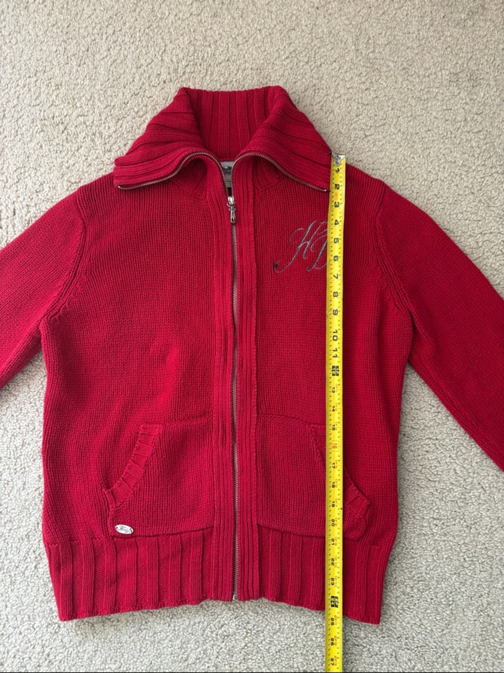 Harley-Davidson Women’s Red Zip Front Knit Sweater - Picture 6 of 7